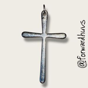 Sterling Silver Cross Pendant – Rounded Edges – Marked 925